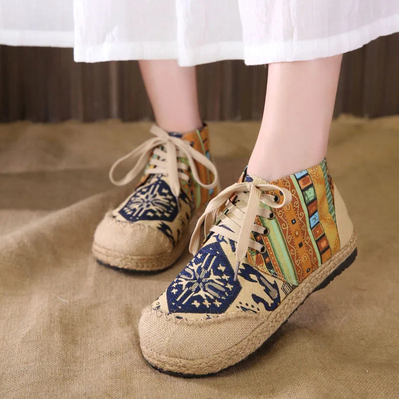 Zara | Chaussures montantes lacées tissées bohèmes