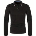 Polo à manches longues pour homme avec patte de boutonnage et col contrastant | Valcor Zürich