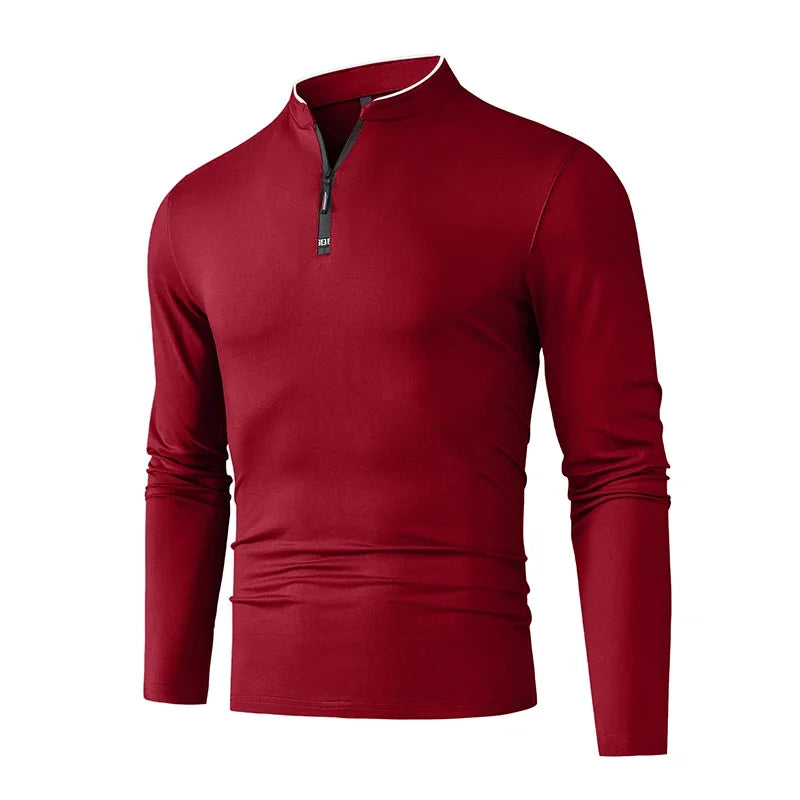 Haut à manches longues avec col montant et demi-zip pour homme | Valcor Zurich