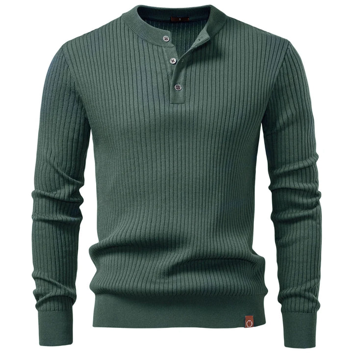 Pull côtelé pour homme avec patte de boutonnage et manches longues | Valcor Zurich