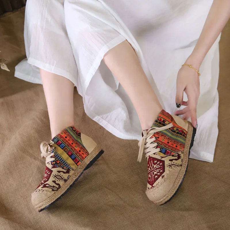 Zara | Chaussures montantes lacées tissées bohèmes