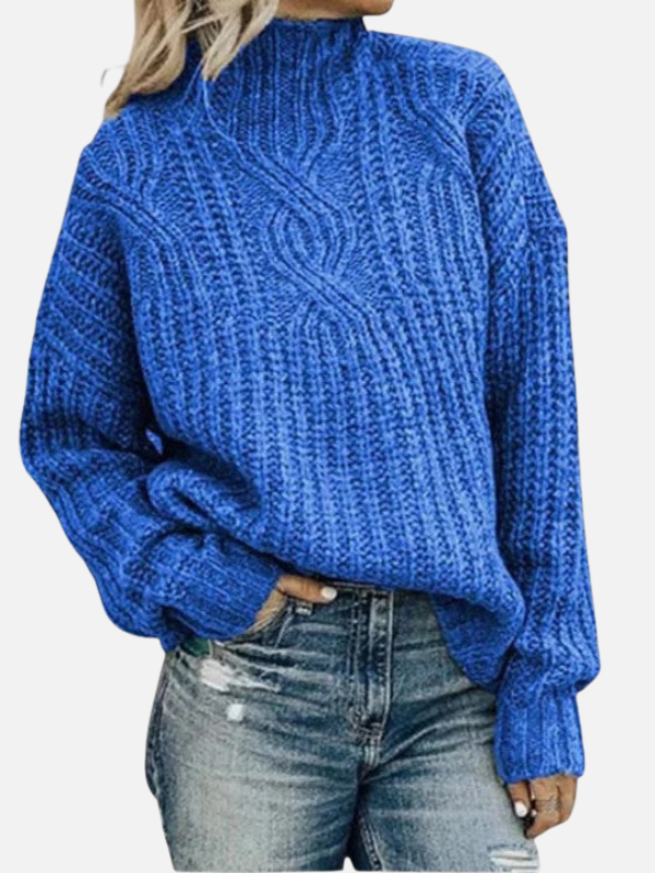 Kirsten | Gedrehter Kabelstrickpullover mit Hohem Kragen