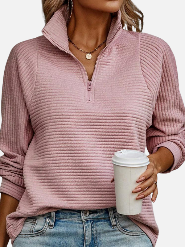 Marianne | Pull-over zippé mi-haut structuré avec col