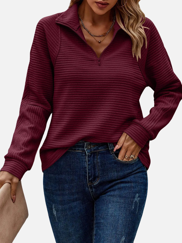 Marianne | Pull-over zippé mi-haut structuré avec col