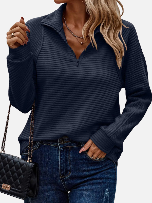 Marianne | Pull-over zippé mi-haut structuré avec col