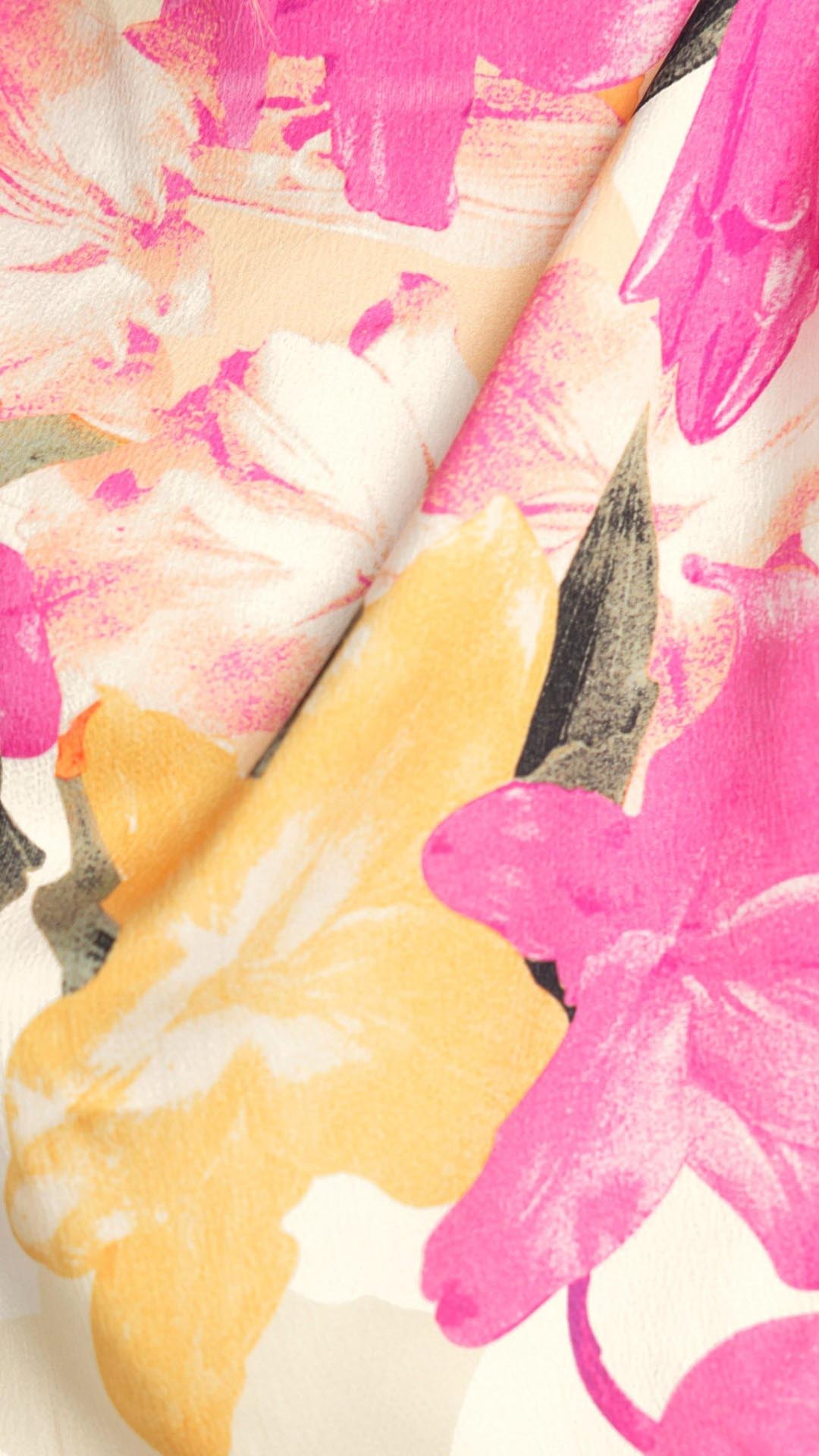 Minirva – Robe midi à col montant et motifs floraux