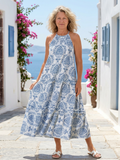 Isadora | Ärmelloses Midi-Kleid mit hohem Kragen