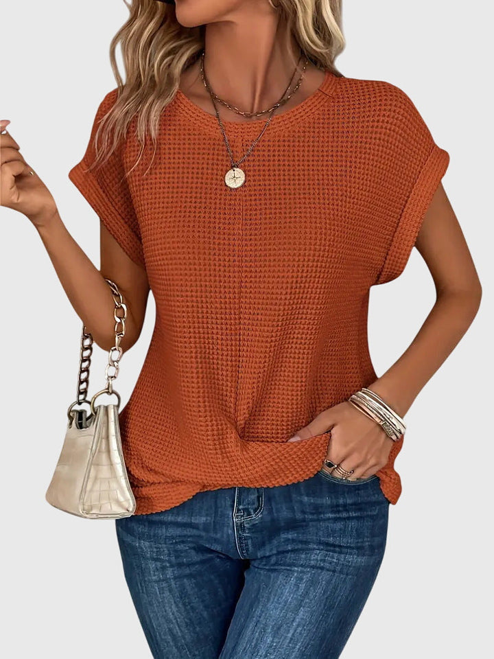 Pia | Blouse en tricot gaufré à col rond