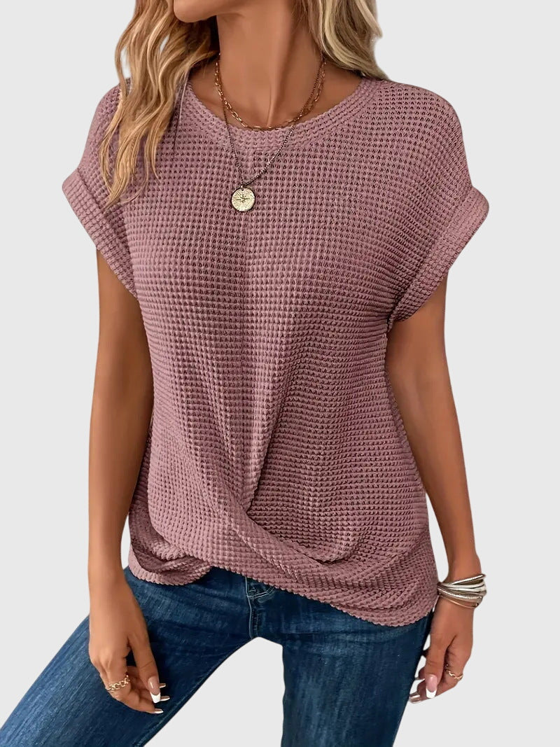 Pia | Blouse en tricot gaufré à col rond