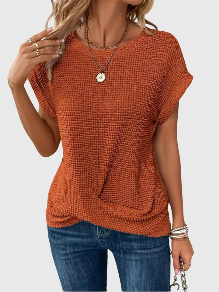 Pia | Blouse en tricot gaufré à col rond