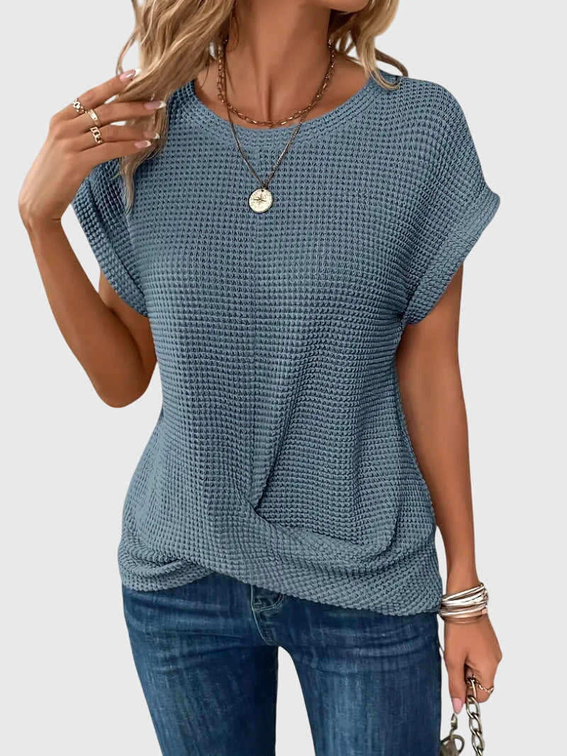 Pia | Blouse en tricot gaufré à col rond