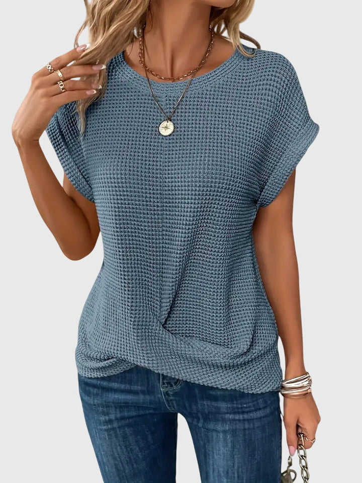 Pia | Blouse en tricot gaufré à col rond