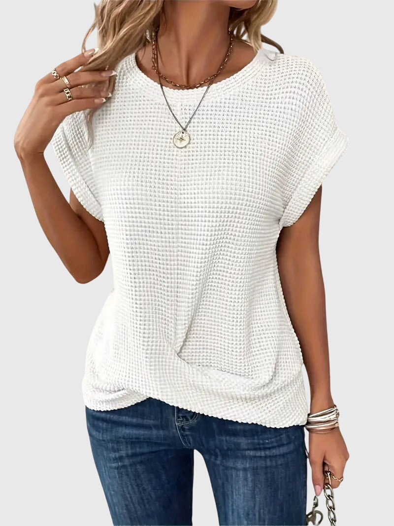 Pia | Blouse en tricot gaufré à col rond