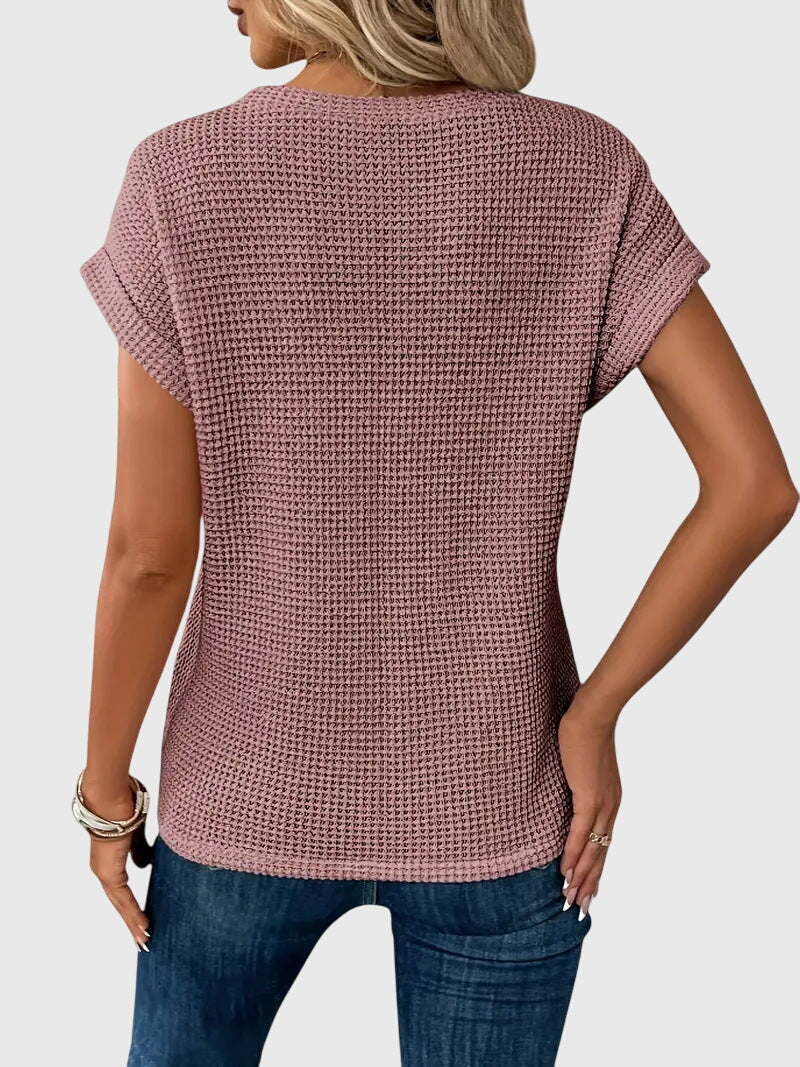 Pia | Blouse en tricot gaufré à col rond