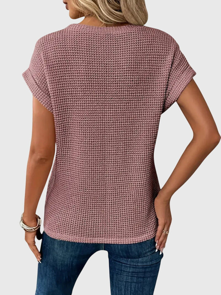 Pia | Blouse en tricot gaufré à col rond