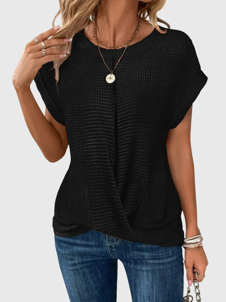 Pia | Blouse en tricot gaufré à col rond