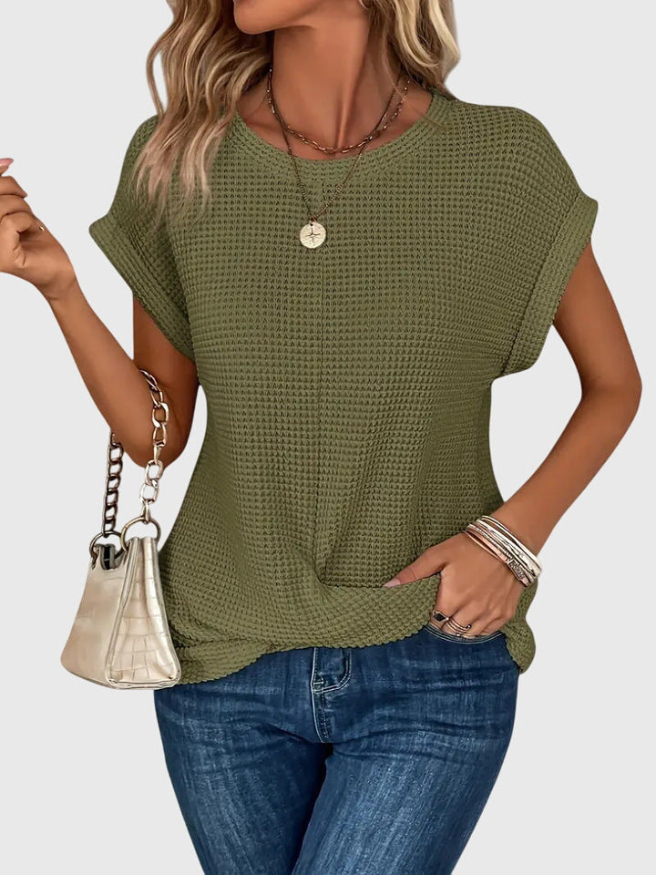 Pia | Blouse en tricot gaufré à col rond