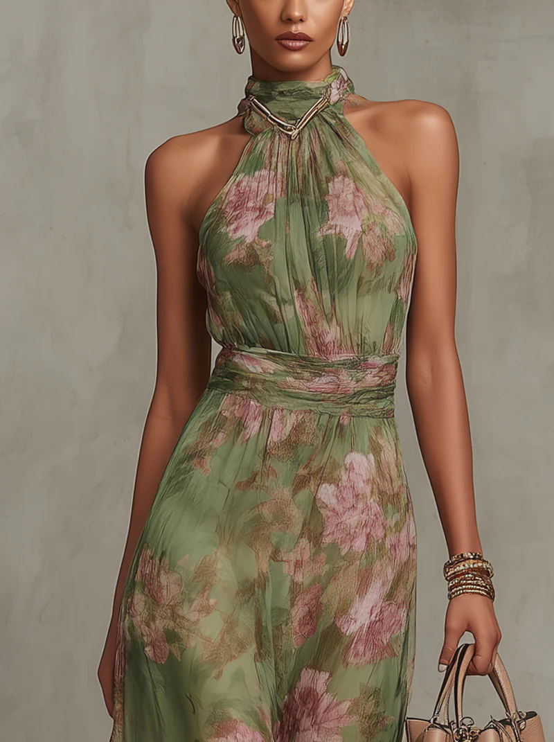 Serena | Robe longue fleurie à dos nu
