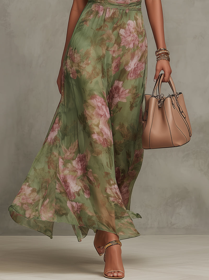 Serena | Robe longue fleurie à dos nu