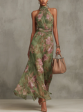 Serena | Robe longue fleurie à dos nu