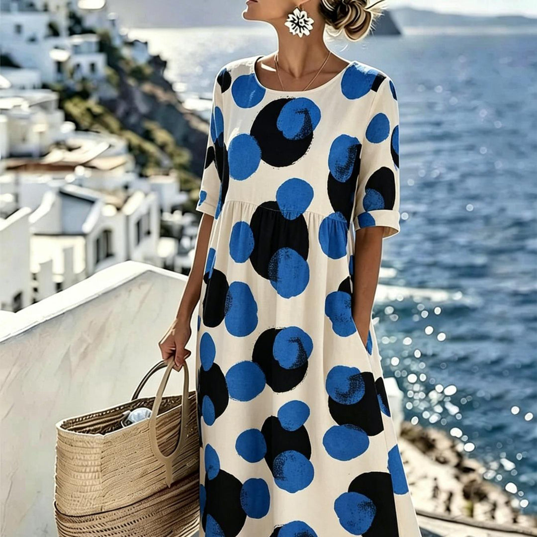 Celeste™ | Robe midi à pois côtiers