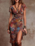 ANDREA - Abito midi boho con volant