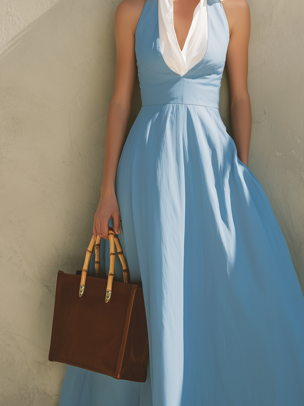 Charlotte - Robe longue sans manches bleu clair