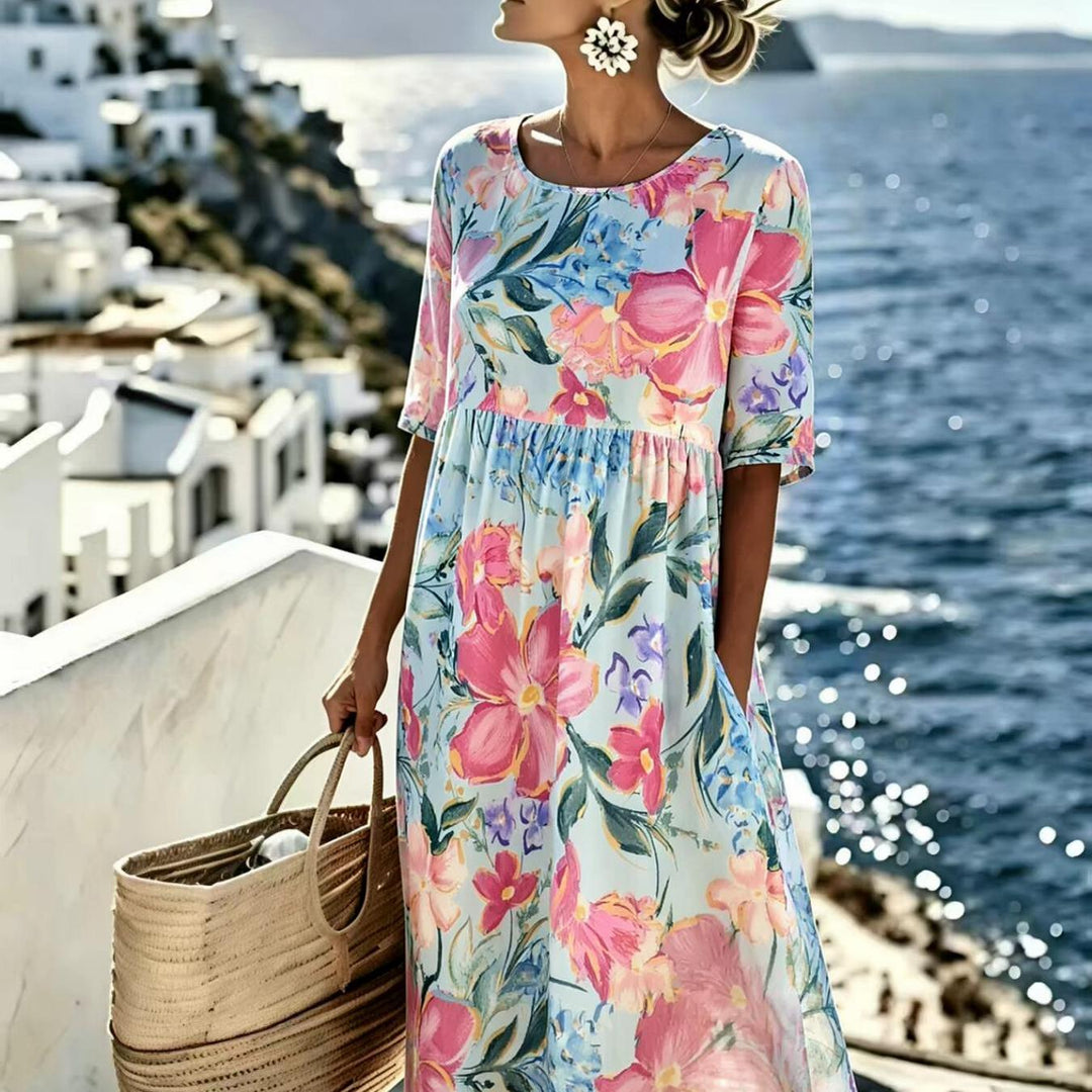 Evie™ - Robe midi élégante à imprimé floral pour l&