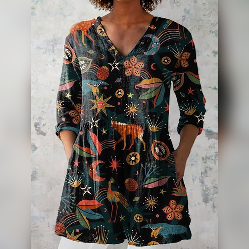 Adeline | Lange Bluse mit V-Ausschnitt