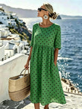 Harper™ | Robe midi à pois vert émeraude