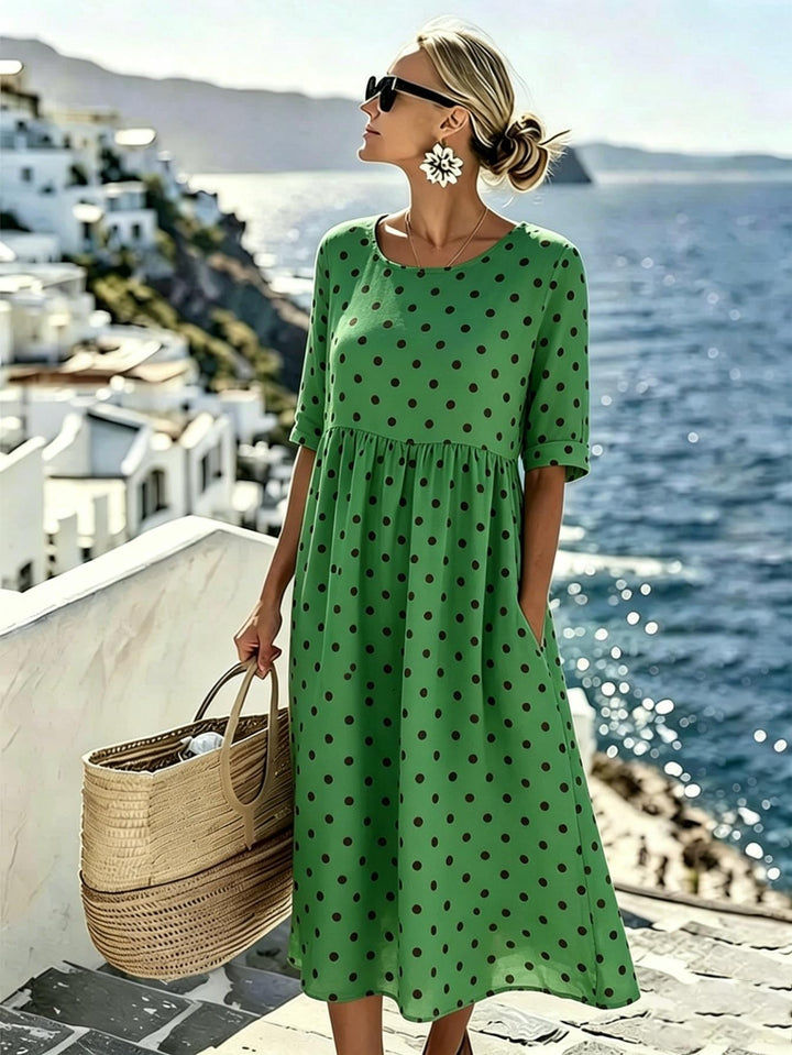 Harper™ | Robe midi à pois vert émeraude