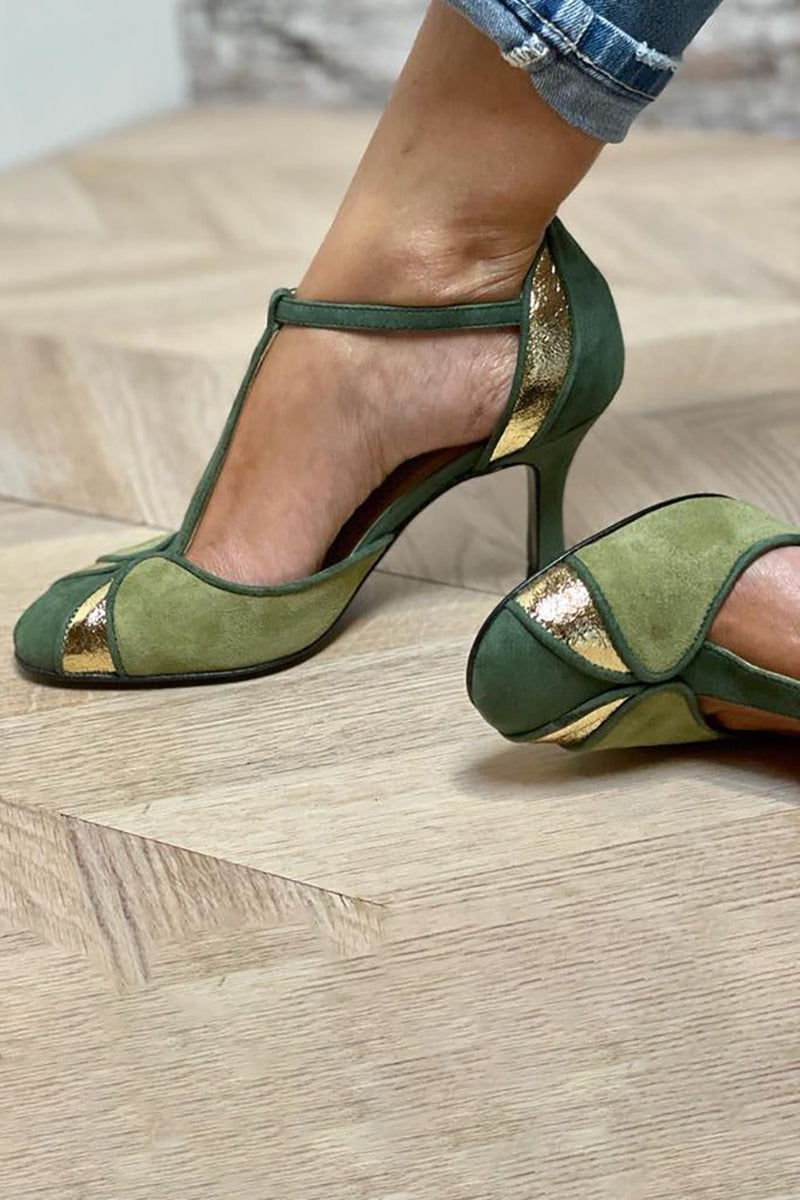 Carley™ - Escarpins à talon haut avec bride en T effet patchwork