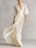Sefa - Robe en Mousseline Transparente Ivoire