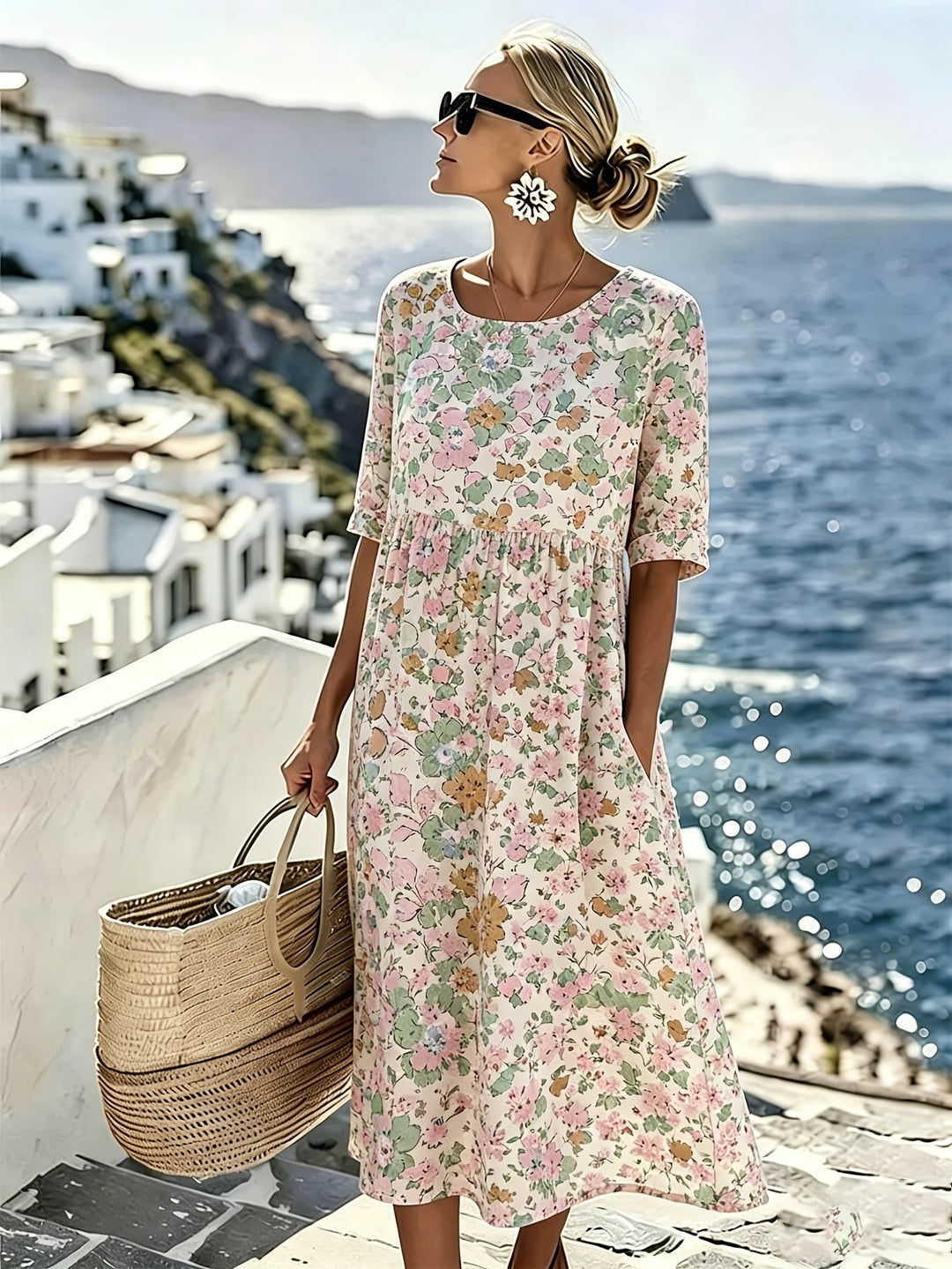 Lily™ - Élégante Robe Midi Fleurie d&