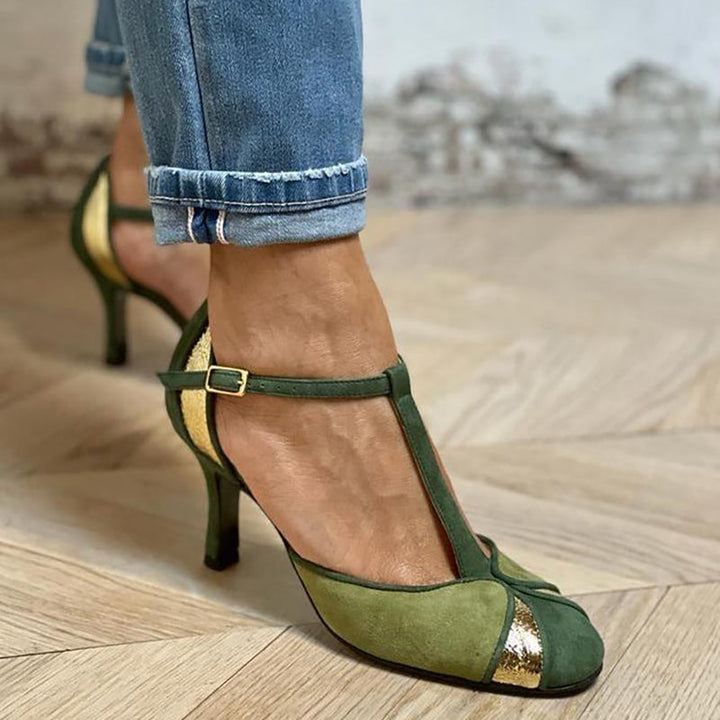 Carley™ - Escarpins à talon haut avec bride en T effet patchwork