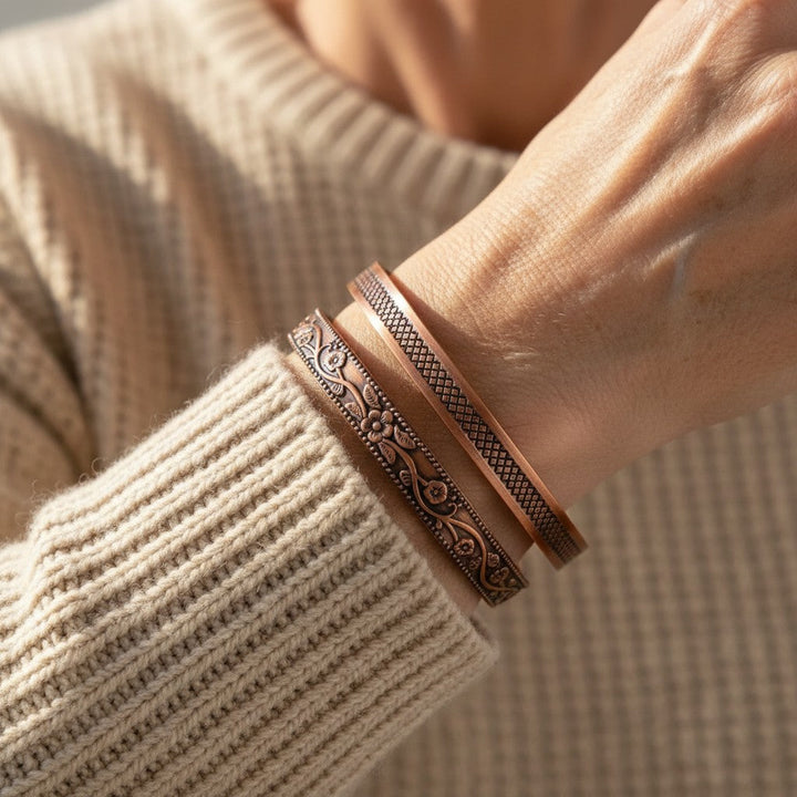 Valcor Schmiede Kupferarmband-Set
