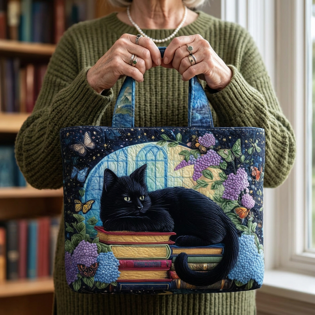 Sac à bandoulière chat noir fait à la main