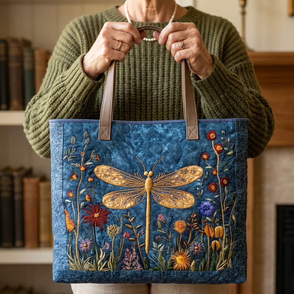 Sac bandoulière matelassé avec libellule