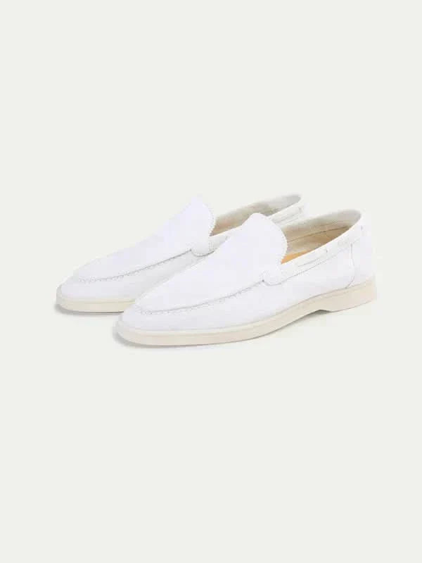 Mocassin classique en suède blanc perlé
