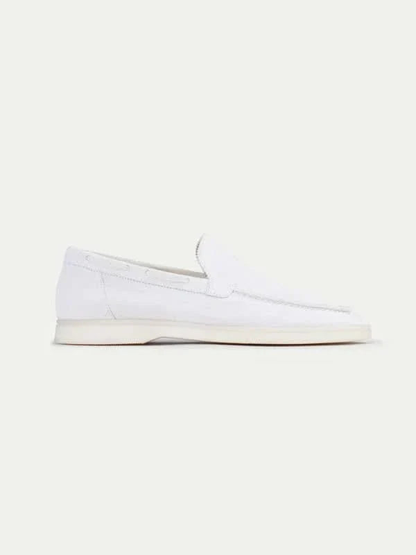 Mocassin classique en suède blanc perlé