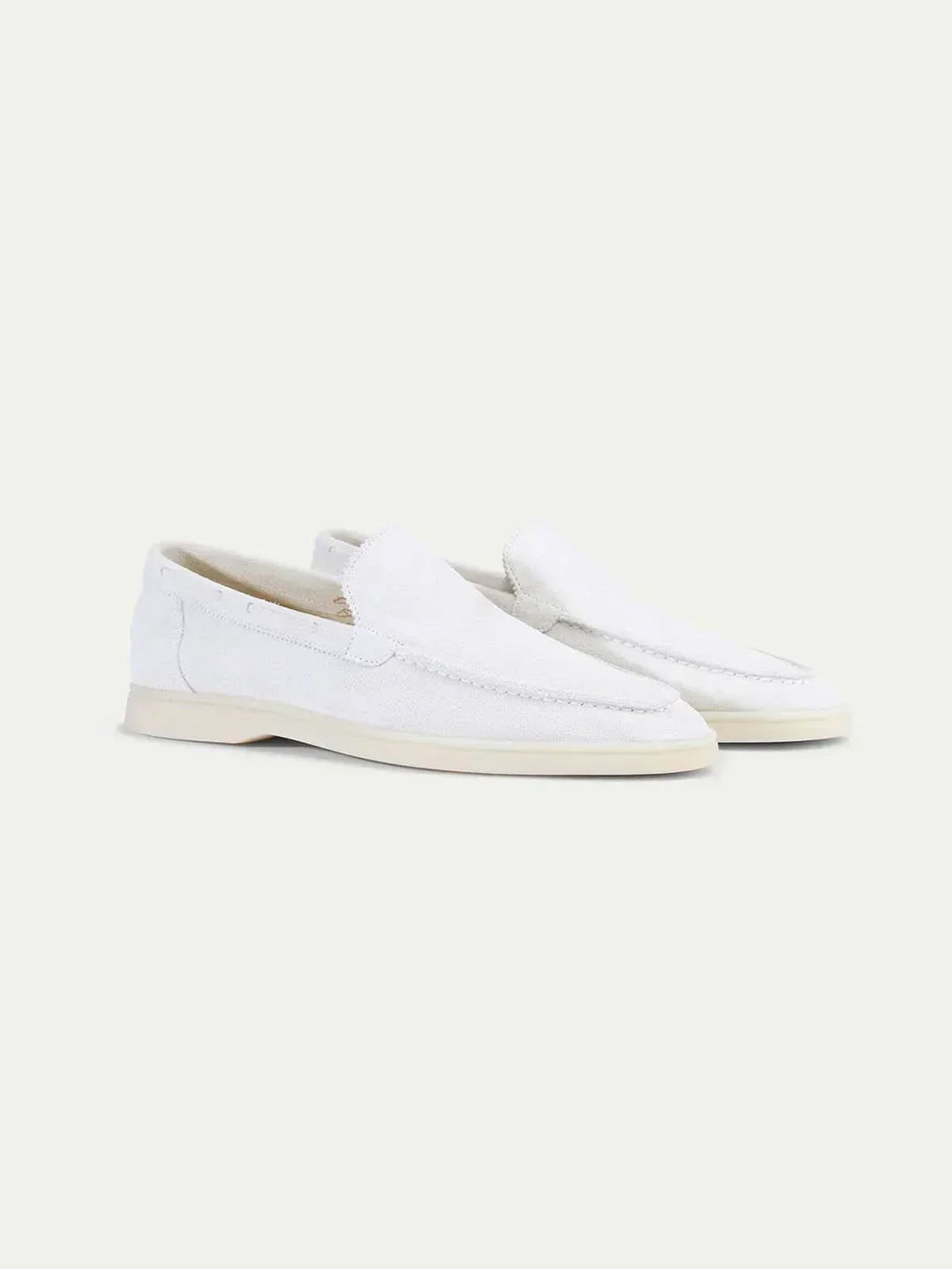 Mocassin classique en suède blanc perlé