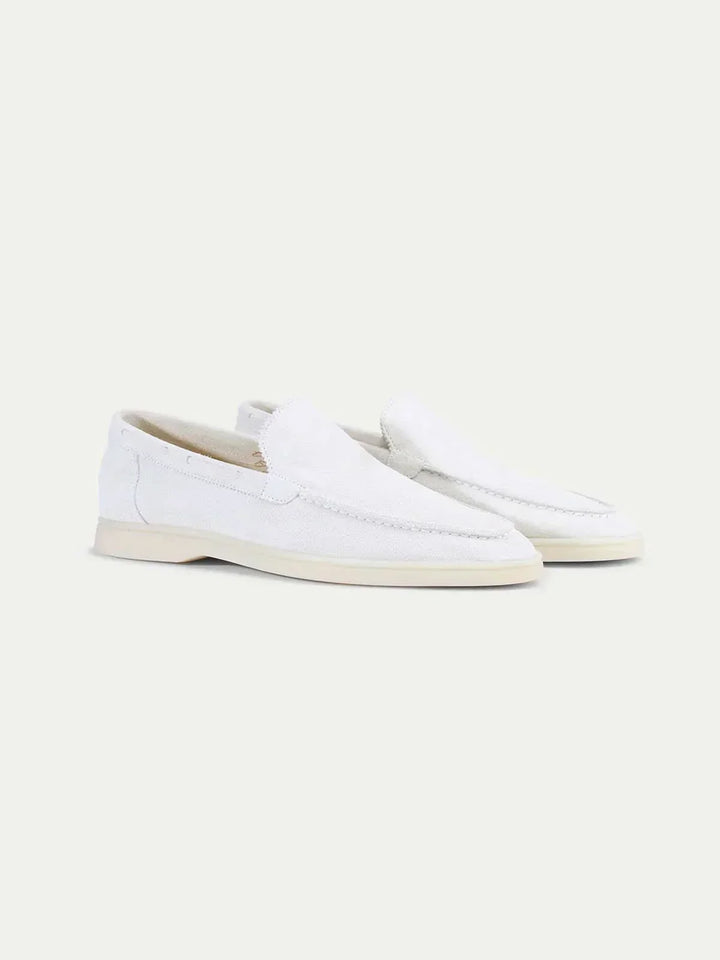Mocassin classique en suède blanc perlé