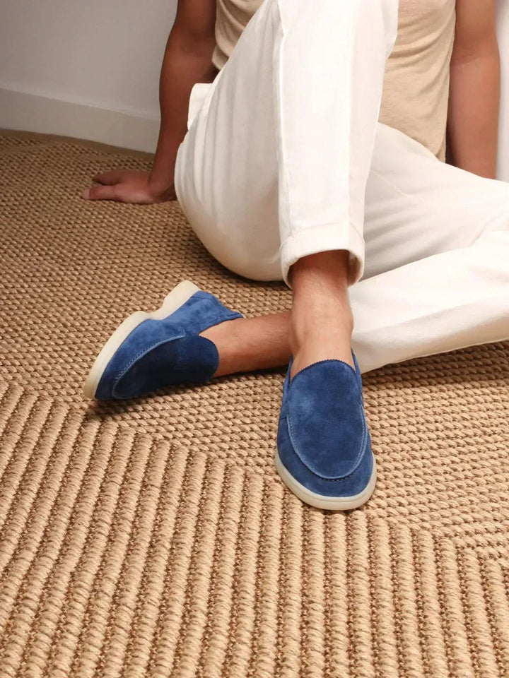 Mocassins classiques en daim Berry Blue