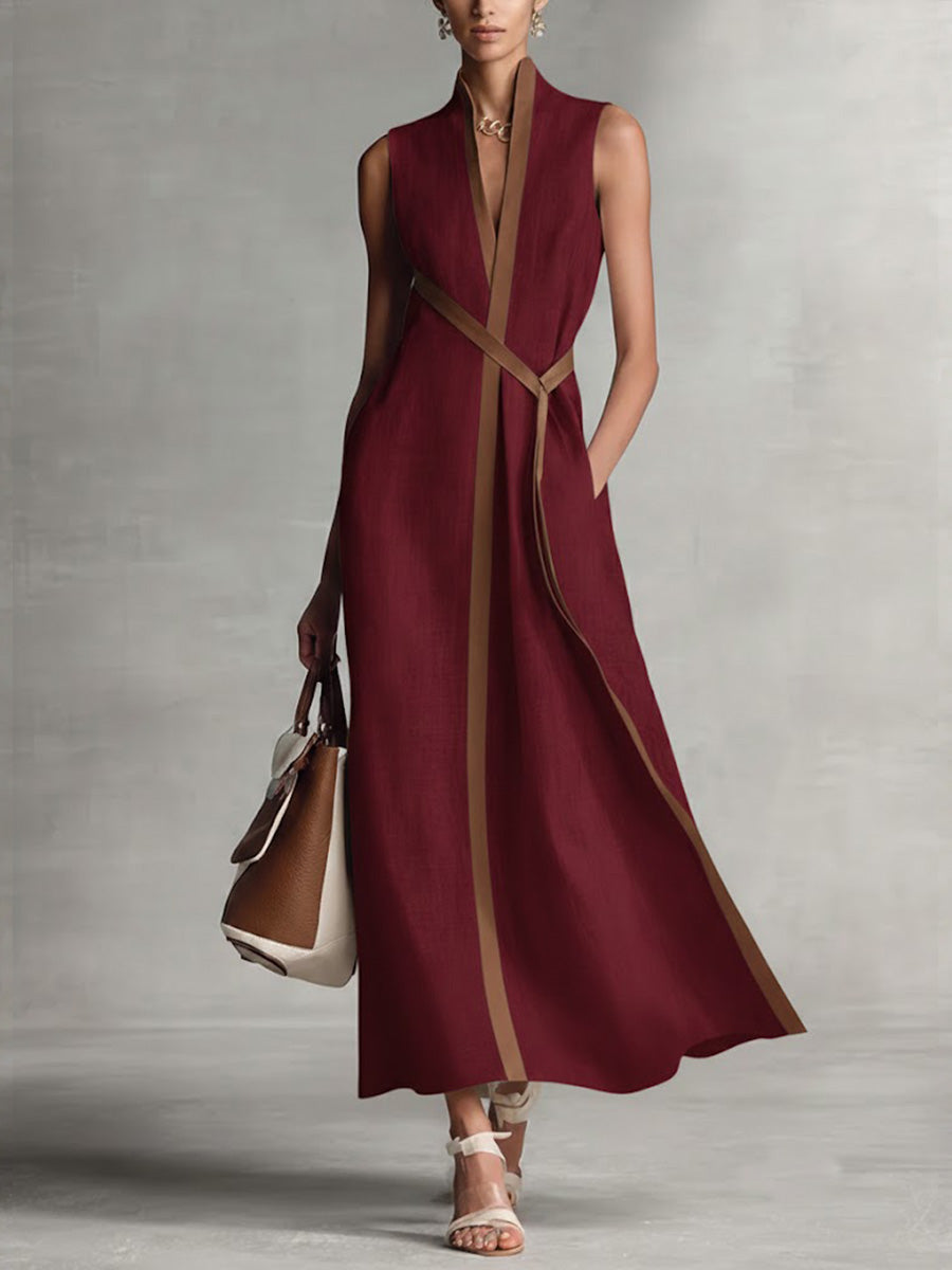 Harper - Robe longue cache-cœur sans manches